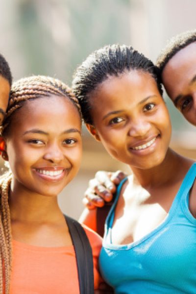 group of happy african university students looking at the camera